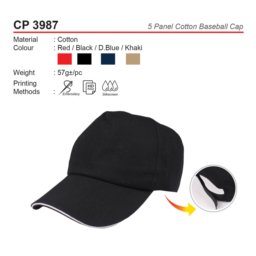 5 PANEL COTTON BASE BALL CAP