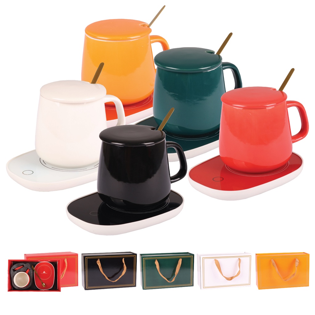 CERAMIC MUG W WARMER SET