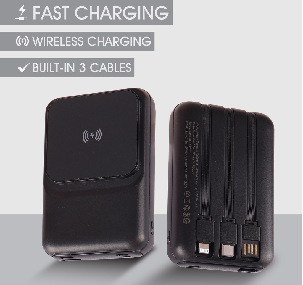 FAST CHARGING POWER BANK W CABLES