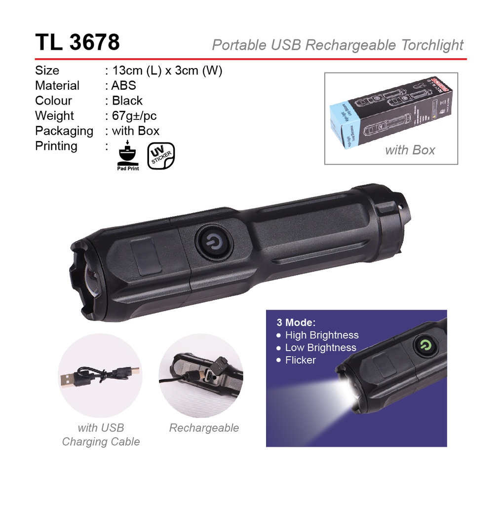 USB RECHARGEABLE TORCHLIGHT